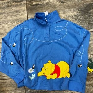 Disney Parks Winnie the Pooh & Honey Bee Embroidered Collared Sweatshirt 2XL